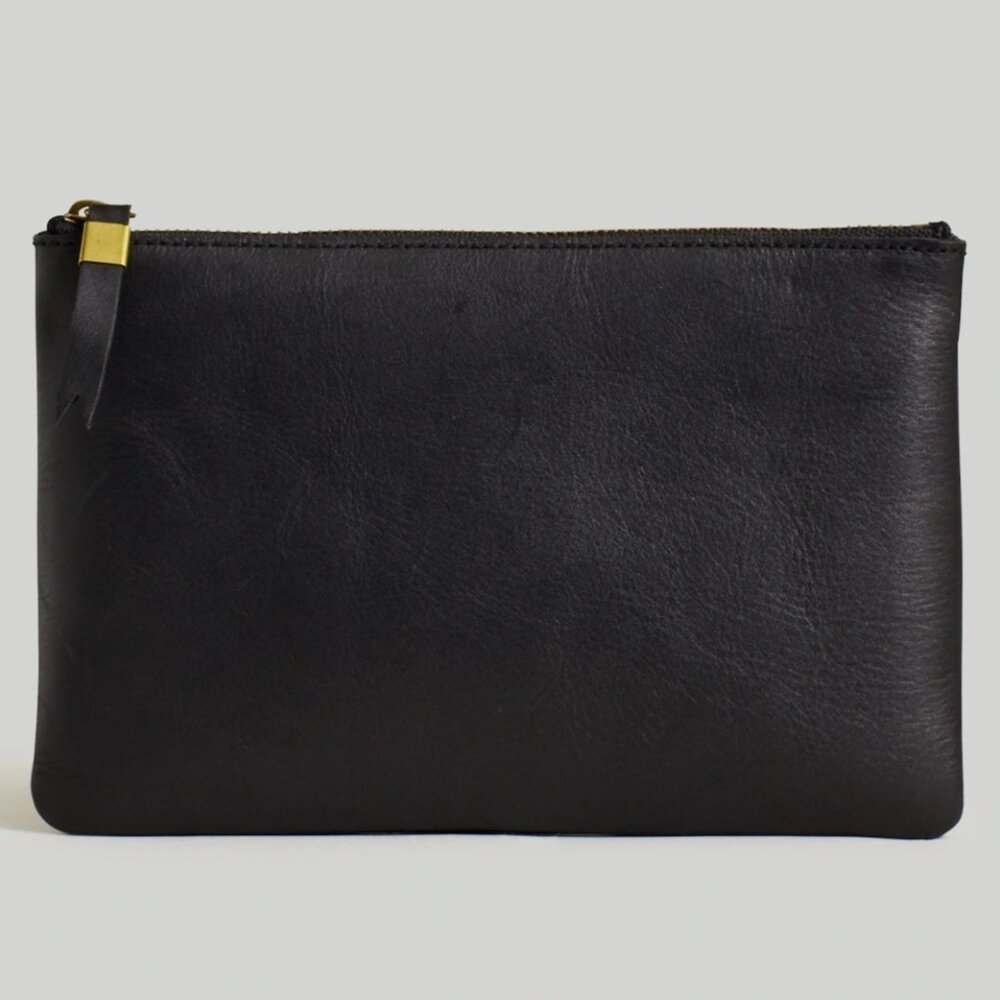 Madewell Leather The Leather Pouch Clutch with Interior Pockets Black F6966